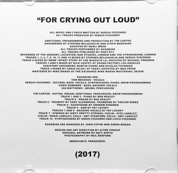 Kasabian : For Crying Out Loud (2017) (CD, Album)