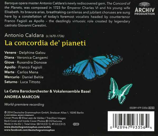 Caldara* ‎– Behle* · Cangemi* · Donose* · Fagioli* · Galou* · Mena* · Tittoto* · La Cetra* · Marcon* : La Concordia De' Pianeti (2xCD, Album)