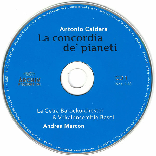 Caldara* ‎– Behle* · Cangemi* · Donose* · Fagioli* · Galou* · Mena* · Tittoto* · La Cetra* · Marcon* : La Concordia De' Pianeti (2xCD, Album)