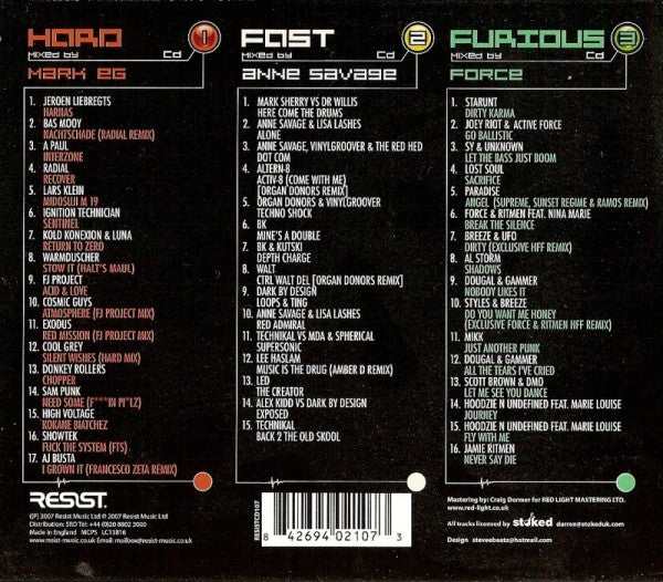 Mark EG / Anne Savage / DJ Force (2) : Hard, Fast And Furious (3xCD, Comp, Mixed)