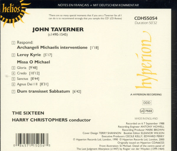 John Taverner - The Sixteen / Harry Christophers : Missa O Michael • Leroy Kyrie • Dum Transisset Sabbatum (CD, Album, RE)