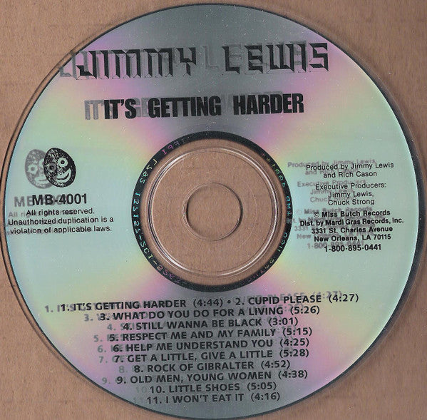 Jimmy Lewis : It's Getting Harder (CD, Album)