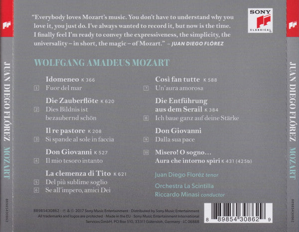 Juan Diego Flórez*, Mozart*, Orchestra La Scintilla, Riccardo Minasi : Mozart (CD, Album)