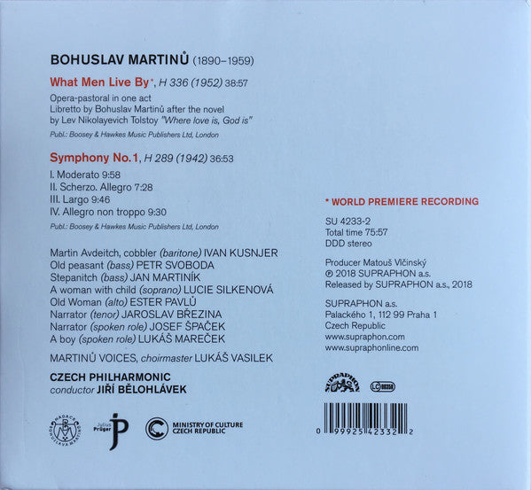 Bohuslav Martinů - Czech Philharmonic Orchestra*, Jiří Bělohlávek : What Men Live By / Symphony No.1 (CD, Album)