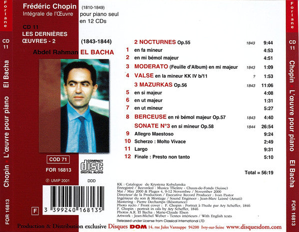 Frédéric Chopin, Abdel Rahman El Bacha : Les Dernières Oeuvres - 2 (1843-1844) (CD, Album)