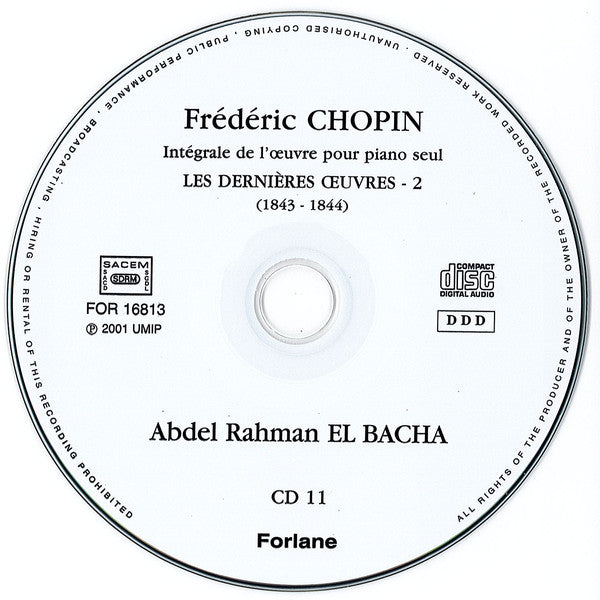 Frédéric Chopin, Abdel Rahman El Bacha : Les Dernières Oeuvres - 2 (1843-1844) (CD, Album)