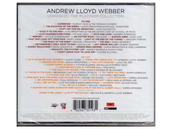 Andrew Lloyd Webber : Unmasked: The Platinum Collection (2xCD, Comp)