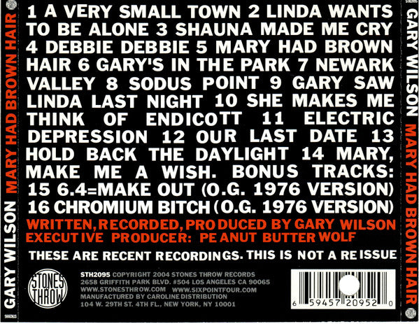 Gary Wilson : Mary Had Brown Hair (CD, Album)