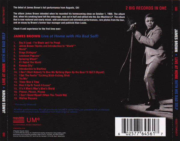 James Brown : Live At Home With His Bad Self (CD, Album)