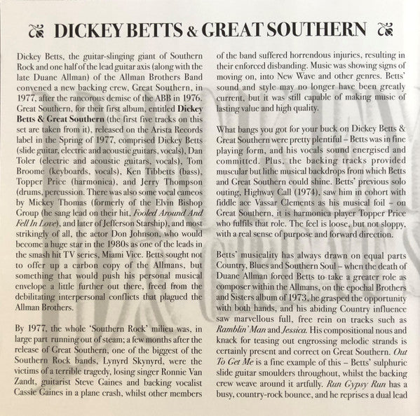 Dickey Betts & Great Southern : Southern Rock Jam (CD, Album, Comp)