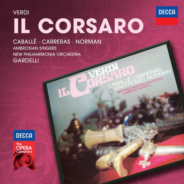 Giuseppe Verdi - Montserrat Caballé •  José Carreras •  Jessye Norman •  The Ambrosian Singers •  New Philharmonia Orchestra •  Lamberto Gardelli : Il Corsaro (2xCD, Album, RE, RM)