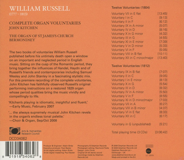 William Russell (5) - John Kitchen (2) : Complete Organ Voluntaries (3xCD, Album)