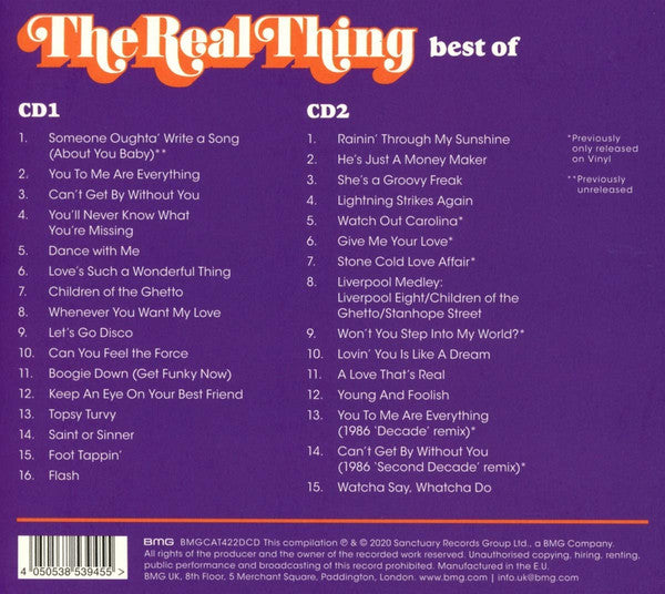 The Real Thing : Best Of The Real Thing (2xCD, Comp)