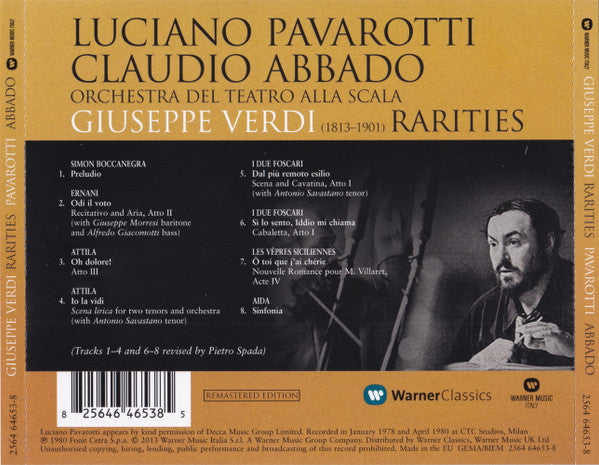 Luciano Pavarotti, Claudio Abbado, Giuseppe Verdi, Orchestra Del Teatro Alla Scala : Rarities (CD, RE, RM)