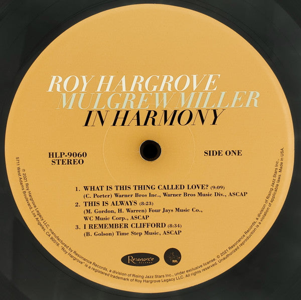 Roy Hargrove, Mulgrew Miller : In Harmony (2xLP, RSD, Ltd, Num)