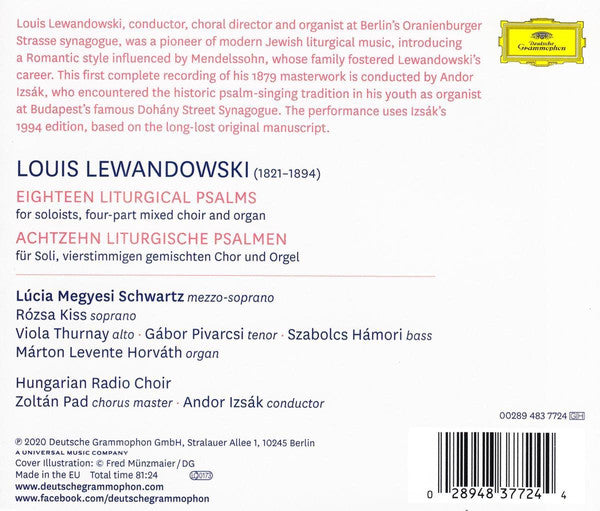 Louis Lewandowski - Hungarian Radio Chorus, Izsák Andor : Eighteen Liturgical Psalms (CD, Album)