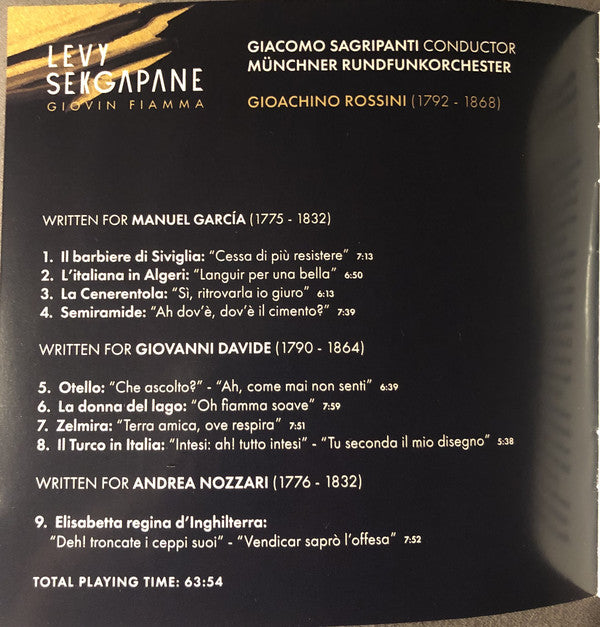 Rossini*  -  Levy Sekgapane, Münchner Rundfunkorchester, Giacomo Sagripanti : Giovin Fiamma (CD, Album, Dig)