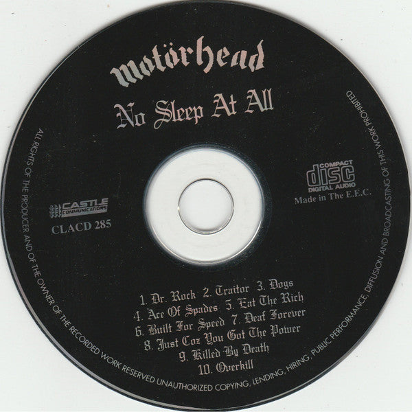 Motörhead : Nö Sleep At All (CD, Album, RE)