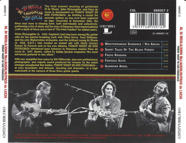 Al Di Meola, John McLaughlin, Paco De Lucia* : Friday Night In San Francisco (CD, Album, RE, RM)