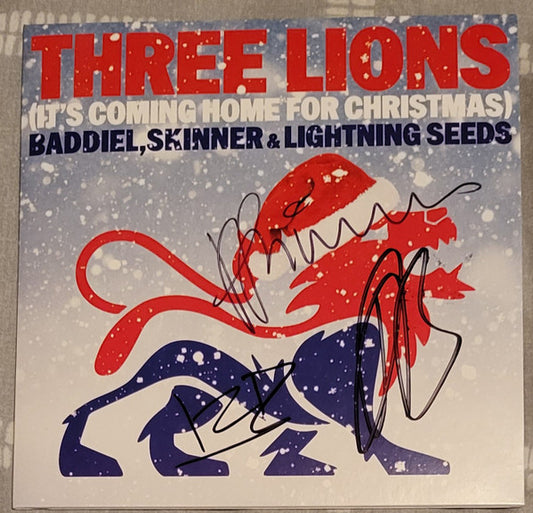 Baddiel & Skinner & Lightning Seeds : Three Lions (It's Coming Home For Christmas) / Three Lions (7", Single, Ltd, RM, Whi)