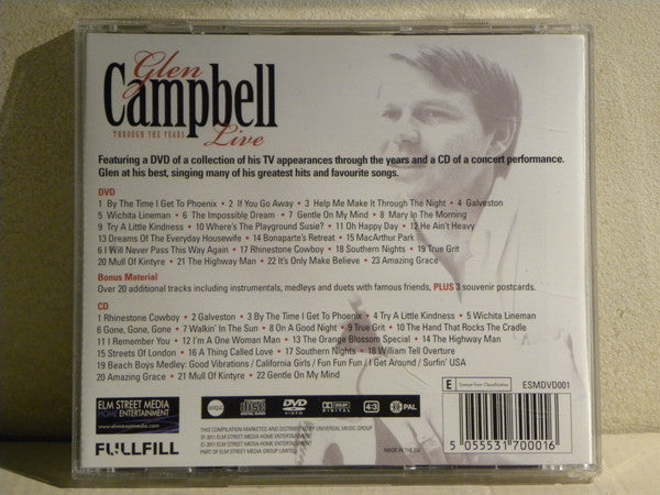 Glen Campbell : Through The Years Live   (DVD-V, PAL + CD, Comp)