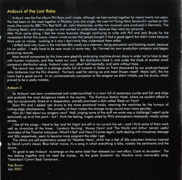 Pete Brown (5) & Phil Ryan : Ardours Of The Lost Rake (CD, Album, RE)