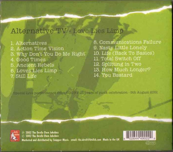 Alternative TV : Love Lies Limp (CD, Album, Ltd, S/Edition)