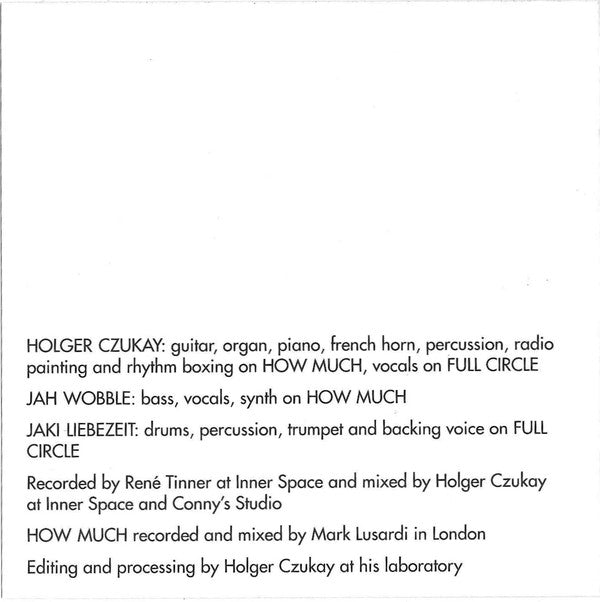 Holger Czukay, Jah Wobble, Jaki Liebezeit : Full Circle (CD, Album, RE)