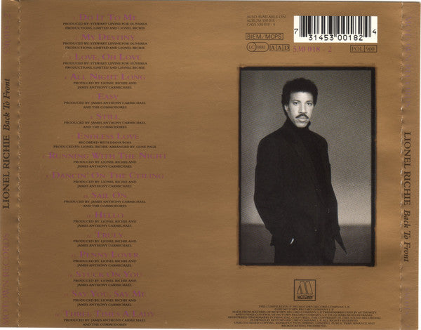 Lionel Richie : Back To Front (CD, Comp, RE, RP)