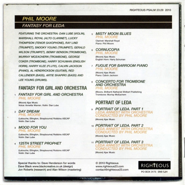 Phil Moore (2) : Fantasy For Leda (CD, Comp)