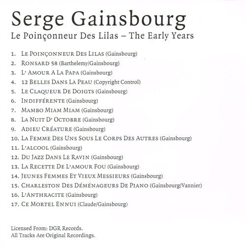 Serge Gainsbourg : Le Poinçonneur Des Lilas - The Early Years (CD, Comp)