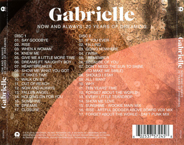 Gabrielle : Now And Always: 20 Years Of Dreaming (2xCD, Comp)