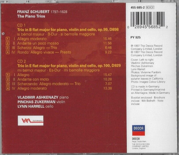 Franz Schubert - Vladimir Ashkenazy · Pinchas Zukerman · Lynn Harrell : The Piano Trios (2xCD, Album)