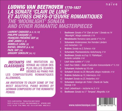 Ludwig van Beethoven Beethoven - Moonlight Sonata And Other Romantic Piano Masterpieces CD