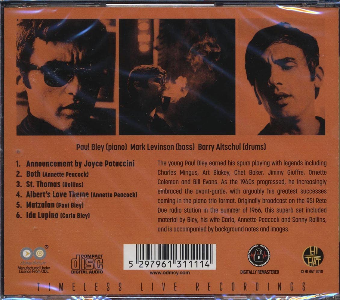 Paul Bley Trio Festival International De Jazz Lungano 31 August 1966 CD