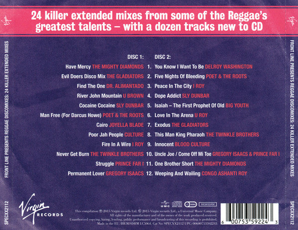 Various : Virgin Front Line Presents Reggae Discomixes (24 Killer Extended Mixes) (2xCD, Comp)