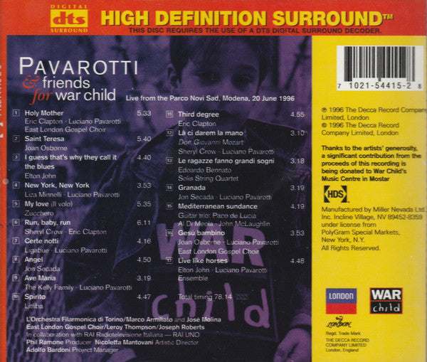 Pavarotti & Friends : Pavarotti & Friends (For War Child) (CD, Album, DTS)