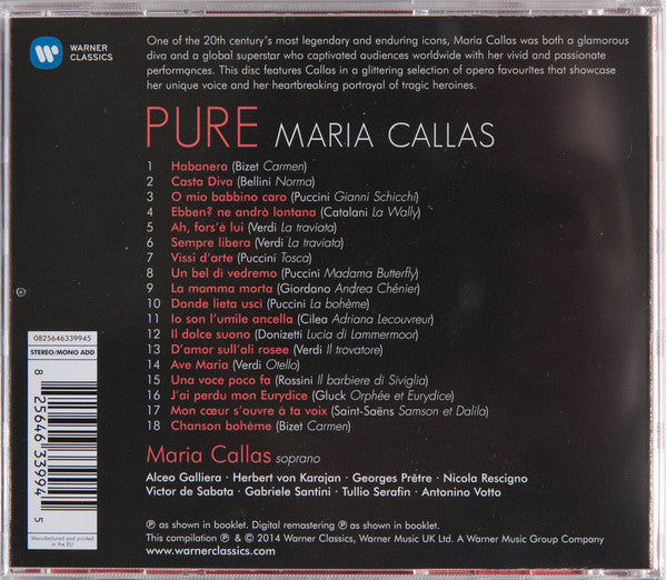 Maria Callas : Pure Maria Callas (CD, Comp)