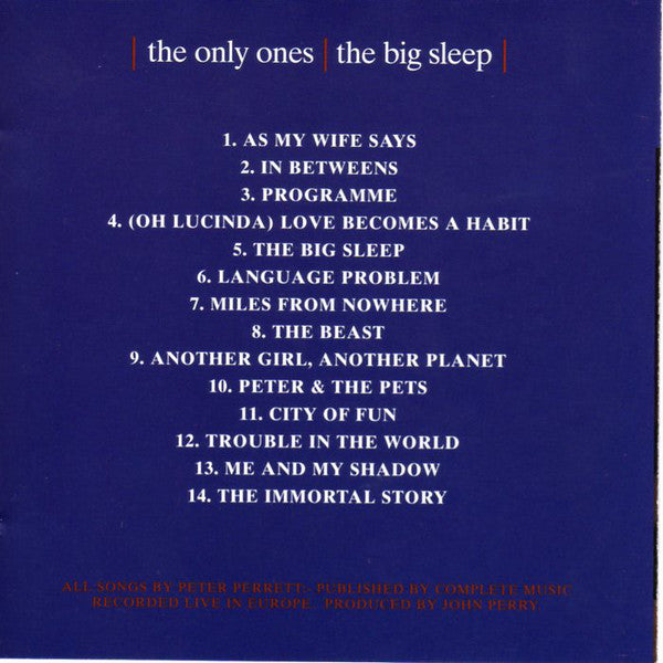 The Only Ones : The Big Sleep (CD, Album)