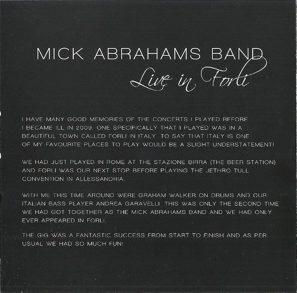 Mick Abrahams Band : Live In Forli (CD, Album)