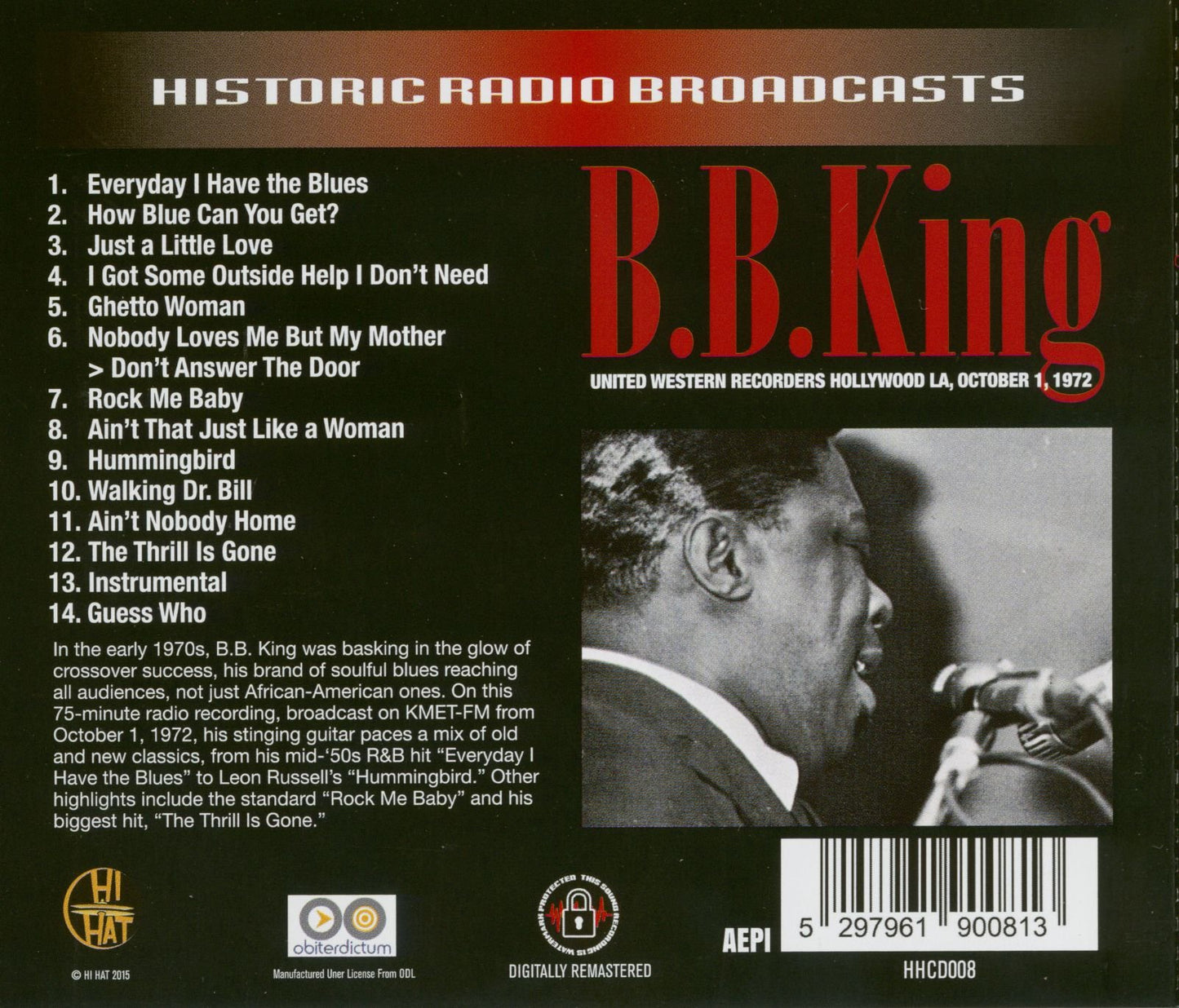 B.B. King United Western Recorders - Hollywood La, October 1St 1972 CD