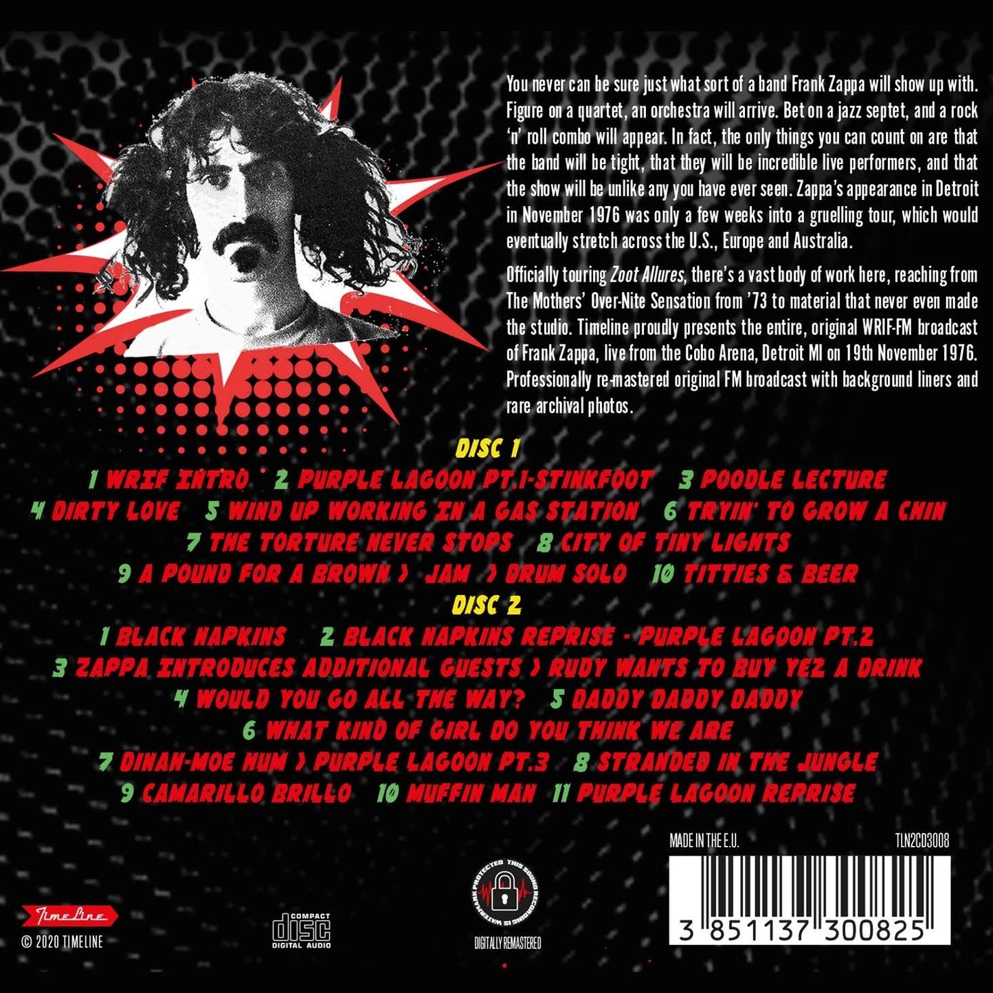 Frank Zappa Live Detroit 1976 CD