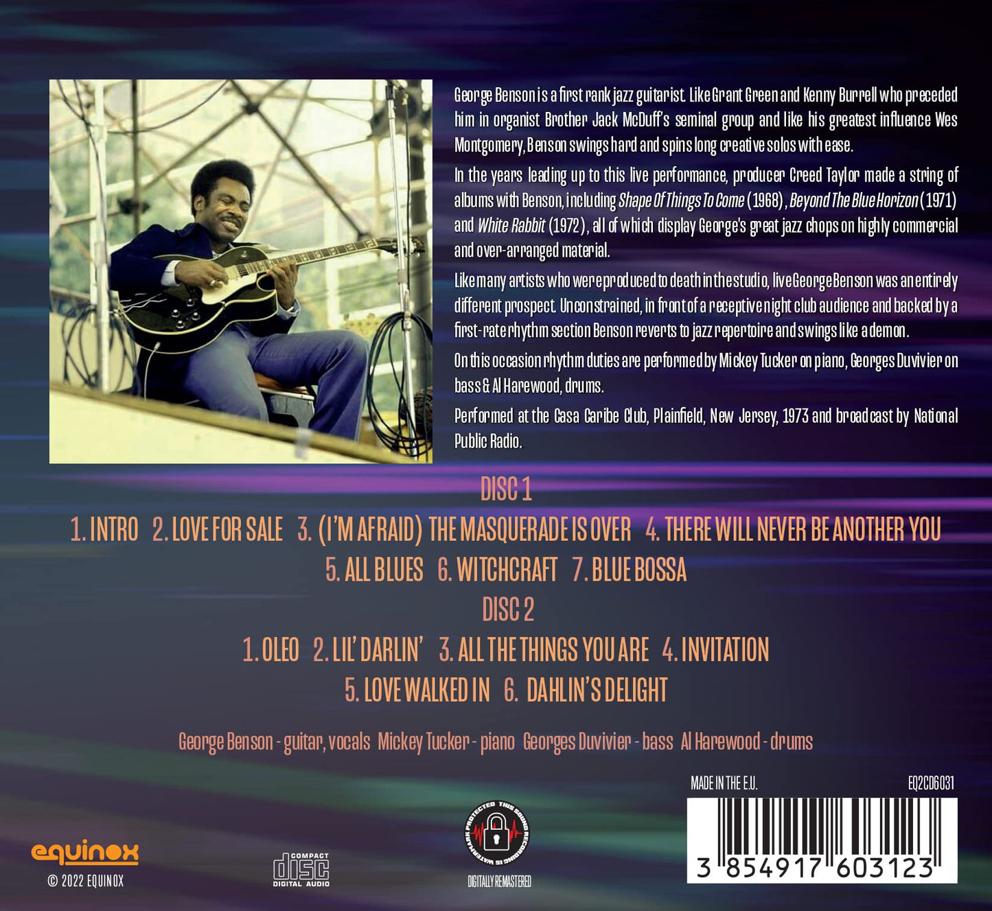 George Benson Live At The Casa Caribe Club, New Jersey CD