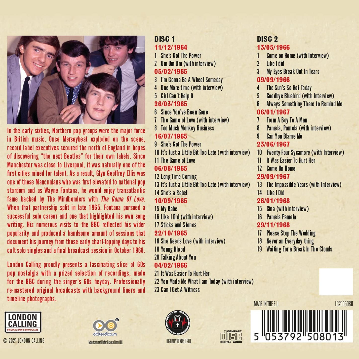 Wayne Fontana Live On Air 1964 - 1968 CD