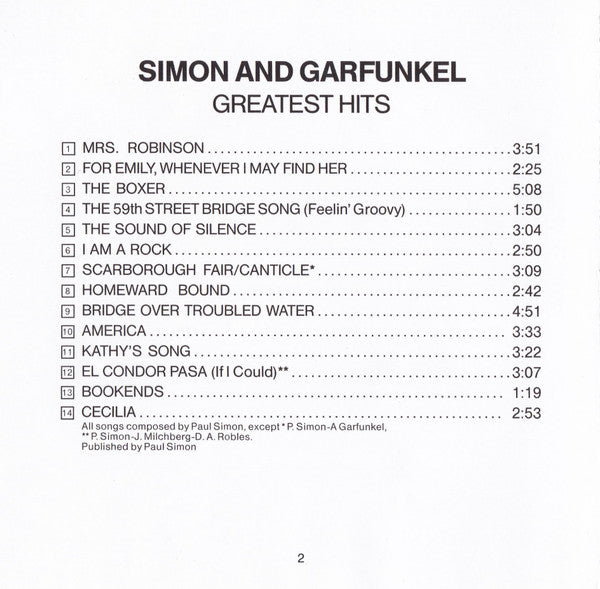 Simon & Garfunkel : Simon And Garfunkel’s Greatest Hits (CD, Comp, RE)