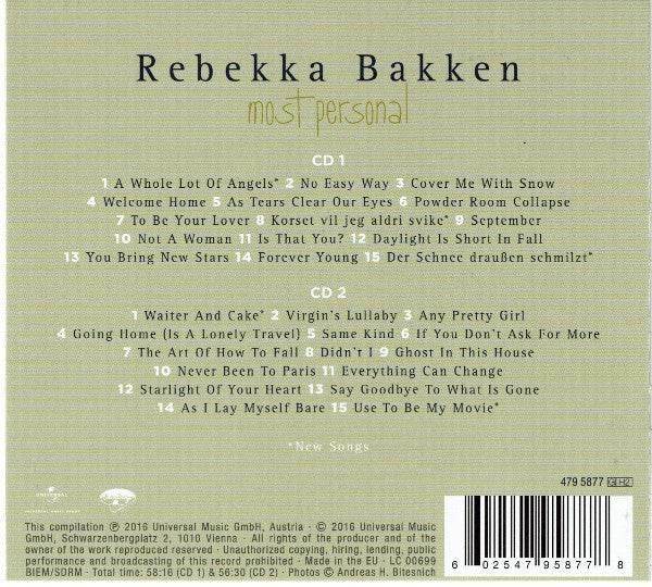 Rebekka Bakken : Most Personal (2xCD, Album, Comp)