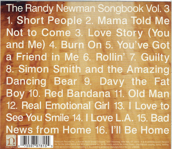 Randy Newman : The Randy Newman Songbook Vol. 3 (CD, Album)