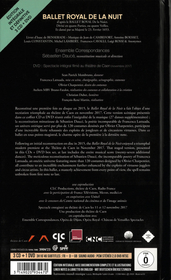 Sébastien Daucé, Ensemble Correspondances : Ballet Royal De La Nuit (3xCD, Album + DVD-V, NTSC + Dlx, Boo)