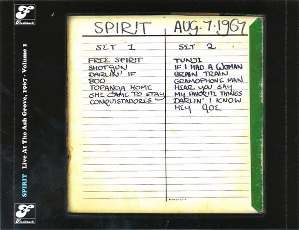 Spirit (8) : Live At The Ash Grove,1967 Vol. I (CD, Album)