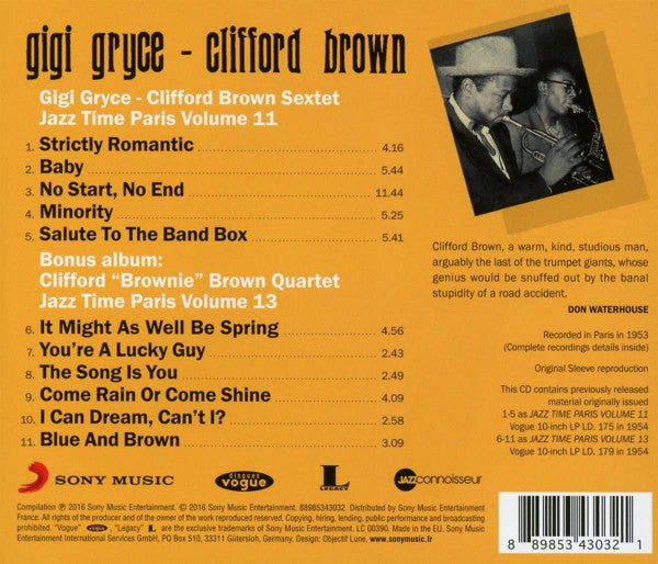 Gigi Gryce - Clifford Brown Sextet* : Jazz Time Paris (CD, Album, Comp, Mono, RM)